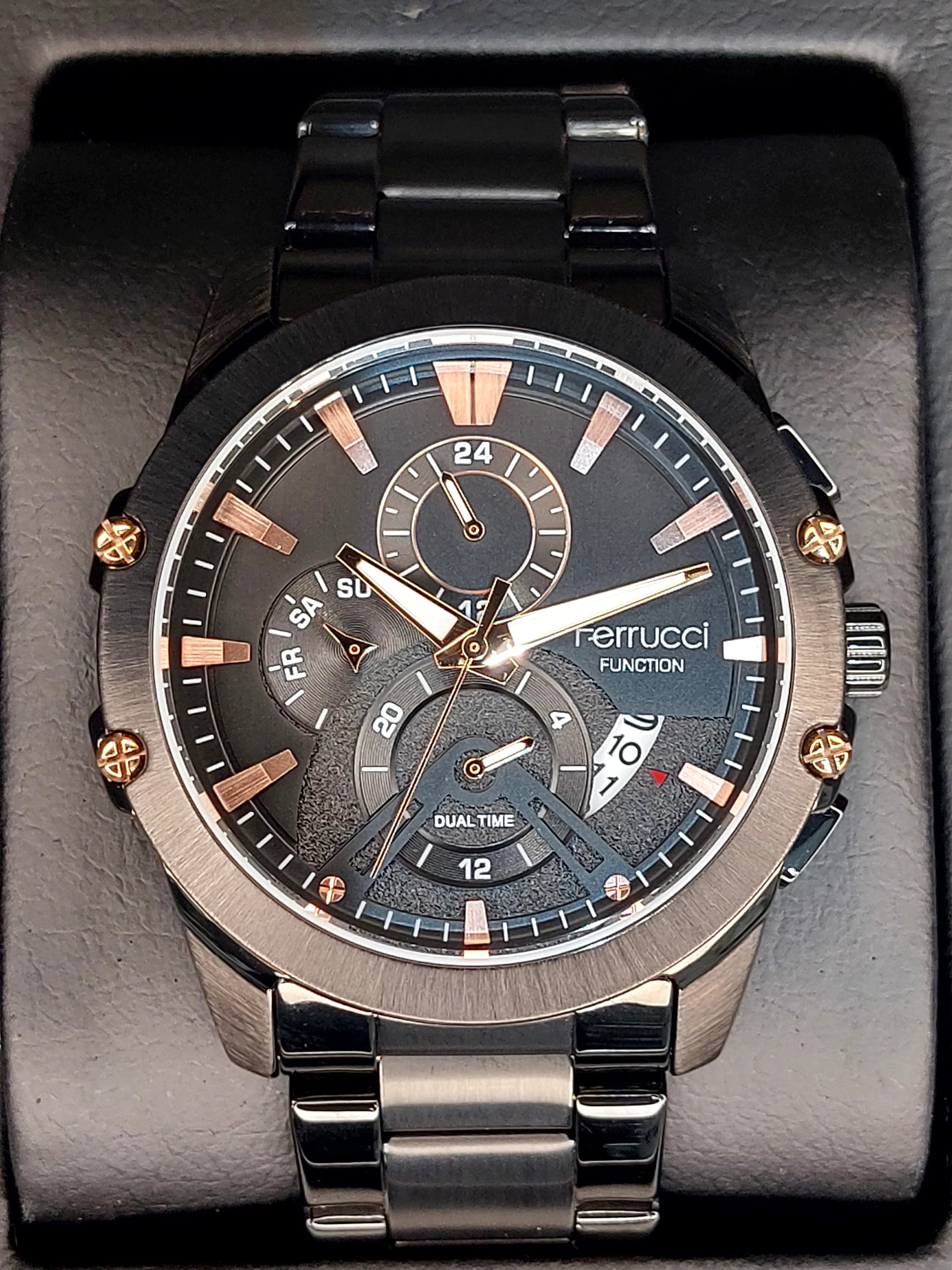 ساعت کلاسیک مردانه برند Ferrucci مدل 03230 مشکی متالیک